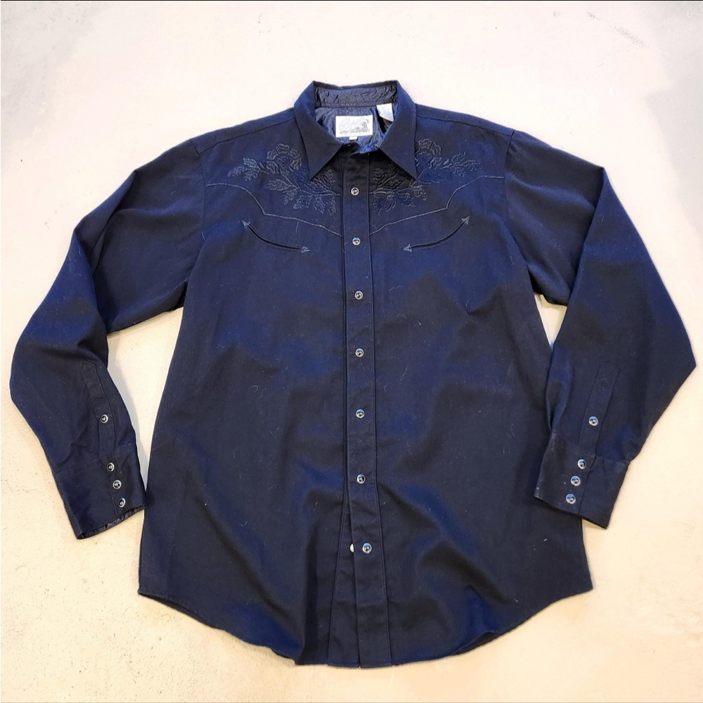 Roper black western embroidered snap shirt